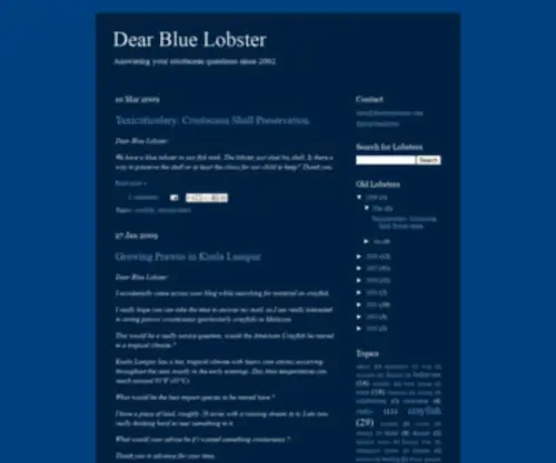 Dearbluelobster.com(Dear Blue Lobster) Screenshot