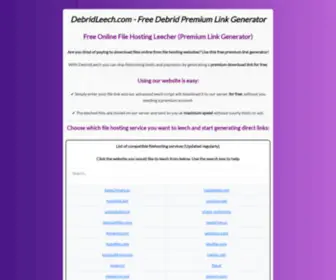 Debridleech.com(Free Premium Link Generator) Screenshot