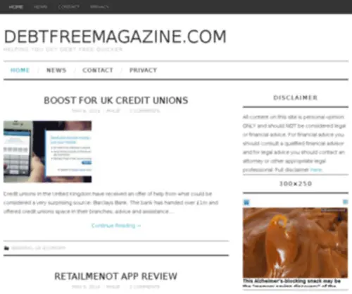 Debtfreemagazine.com(Helping You Get Debt Free Quicker) Screenshot