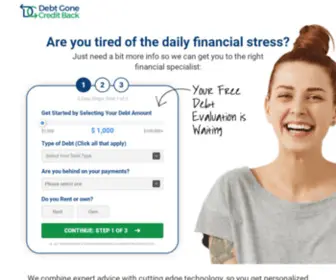 Debtgonecreditback.com(DebtGoneCreditBack) Screenshot