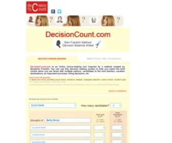 Decisioncount.com(Multiple choices Decision Making Tool for Elections etc) Screenshot