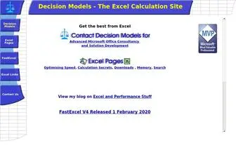 Decisionmodels.com(Advanced Microsoft Excel Consultancy and Solution Development) Screenshot