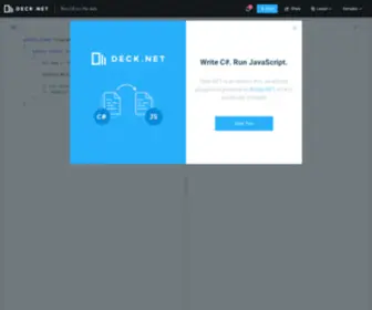 Deck.net(Online C# to JavaScript Playground for Bridge.NET) Screenshot