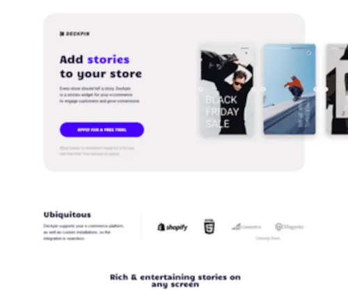 Deckpin.com(Every store should tell a story. Deckpin) Screenshot