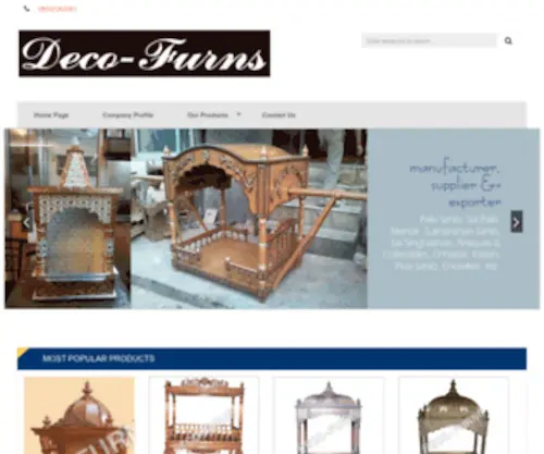 Decofurns.com(Wooden Mandir Manufacturer) Screenshot