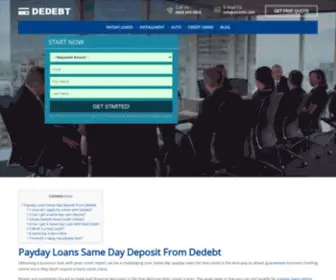 Dedebt.com(Payday Loan Consolidation Relief for People With $1200) Screenshot