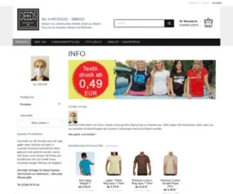 Deeds-Shop.de(Textil Großhandel für T) Screenshot