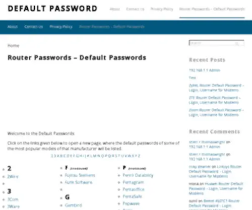 Defaultpasswords.in(Defaultpasswords) Screenshot