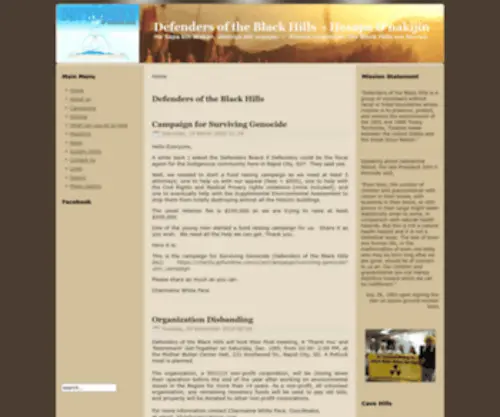 Defendblackhills.org(The Defenders of the Black Hills) Screenshot