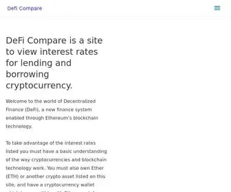 Deficompare.com(The Best (DeFi) Decentralized Finance Rates for Lending and Borrowing Cryptocurrency) Screenshot