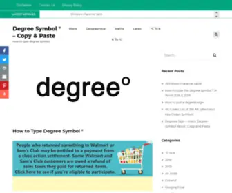 Degreessymbolsign.com(How to Type Degree Symbol °) Screenshot