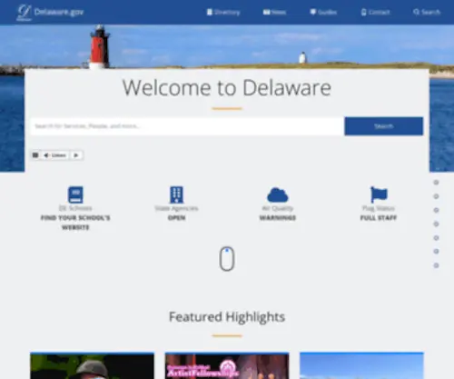 Delaware.gov(Official Website of the State of Delaware) Screenshot
