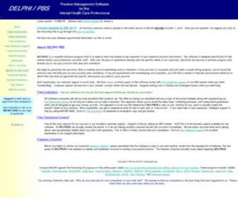 Delphipbs.com(DELPHI/PBS Practice Management Software for the Mental Health Care Professional) Screenshot