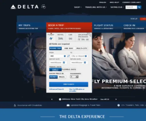 Delta-Air.com(Airline Tickets and Flights to Worldwide Destinations) Screenshot