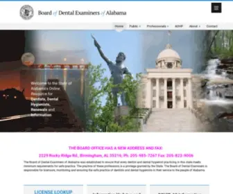 Dentalboard.org(Board of Dental Examiners of Alabama) Screenshot