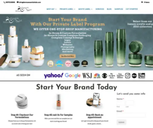 Dermaessentialslab.com(Private Label Skin Care Organic Labs & Manufacturers USA) Screenshot