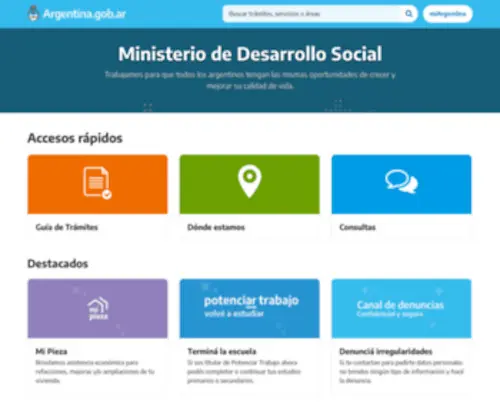 Desarrollosocial.gov.ar(Ministerio de Desarrollo Social) Screenshot