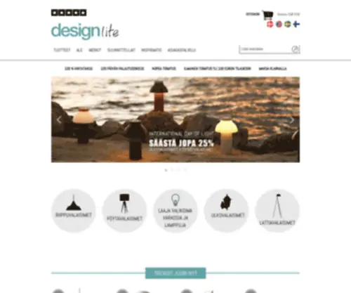 Designlite.fi(Designlitelta löydät laajan valikoiman laadukkaita valaisimia kaikissa hintaluokissa) Screenshot