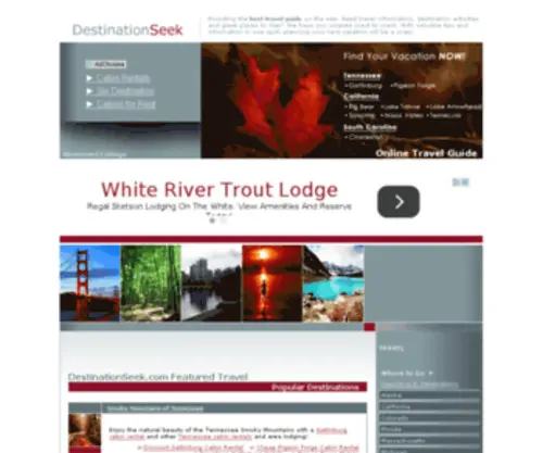 Destinationseek.com(The Best Resource for Cabin Rentals) Screenshot