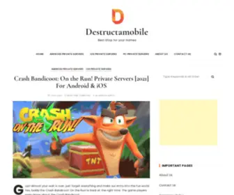 Destructamobile.com(Best Game Reviews and Private Servers for Gamers) Screenshot