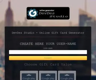 Devdesstudio.site(Goole Play Gift Card Online Generator) Screenshot