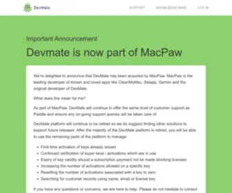 DevMate.com(Devmate is now part of MacPaw) Screenshot
