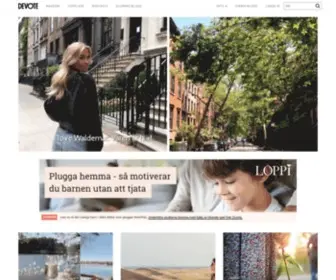 Devote.se(är Sveriges härligaste bloggportal och nätmagasin. Här kan du starta en blog) Screenshot