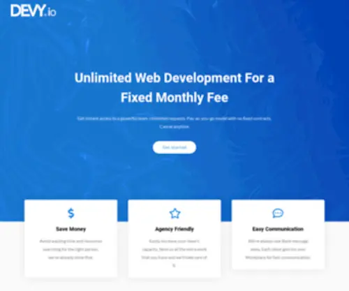 Devy.io(Unlimited Web development for a fixed monthly fee) Screenshot