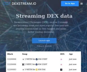 Dexstream.io(Your source for streaming DEX data) Screenshot