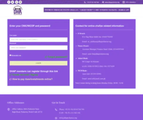 Dhapeshawarservice.org(DHA Challan) Screenshot