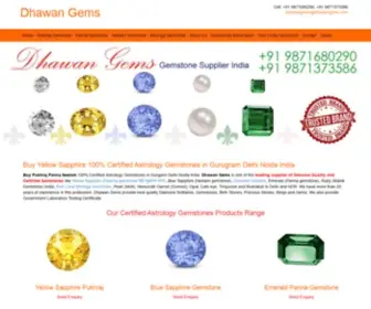Dhawangems.com(Buy Genuine Pukhraj Yellow Sapphire Panna Neelam Certified Astrology Gemstones Supplier Gurgaon Delhi Noida India) Screenshot