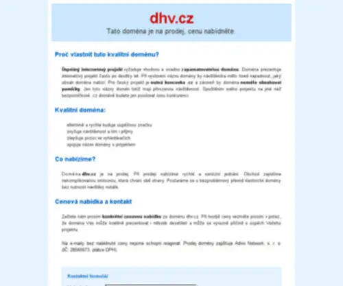 DHV.cz(Tato doména je prozatím nevyužitá) Screenshot