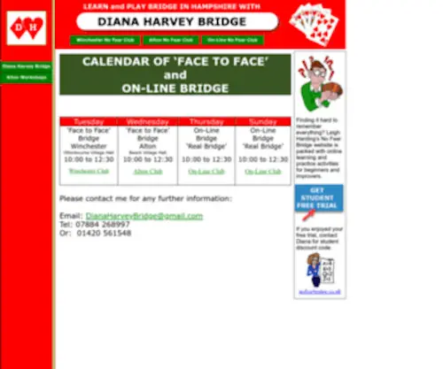 Dianaharveybridge.net(Learn Bridge in Winchester) Screenshot