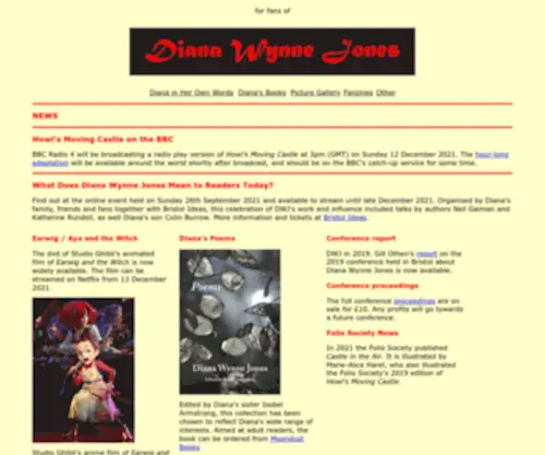 Dianawynnejones.com(Diana Wynne Jones) Screenshot