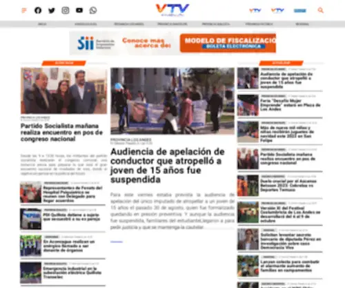 Diariovtv.cl(Canal VTV Los Andes) Screenshot