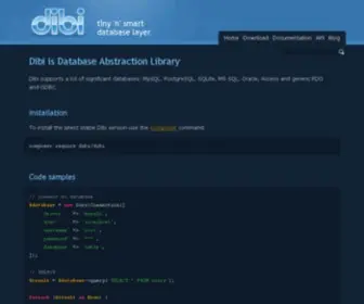 Dibiphp.com(Dibi is Database Abstraction Library) Screenshot
