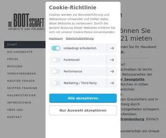 Die-Bootschaft.de(Hausboot mieten in Brandenburg) Screenshot