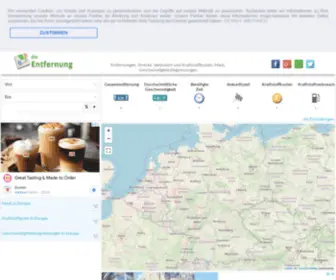Dieentfernung.de(Entfernungen Deutschland und Europa. Infos zur Strecke) Screenshot