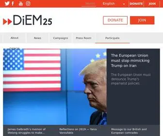 Diem25.org(Democracy in Europe Movement 2025) Screenshot