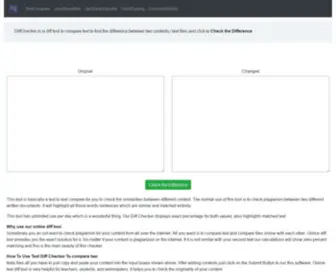 Diffchecker.in(Online diff tool to compare text to find the difference between two contents) Screenshot