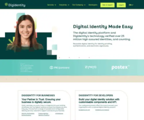 Digidentity.com(Secure digital identity platform for businesses and developers) Screenshot