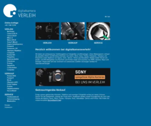 Digitalkameraverleih.com(Kameras, Objektive, Lichtequipment mieten) Screenshot
