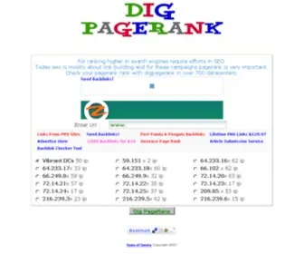 Digpagerank.com(DigPageRank Pagerank Checker Tool in over 700 datacenters) Screenshot