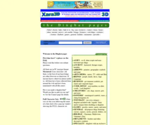 Dingbatpages.com(The Dingbat pages) Screenshot