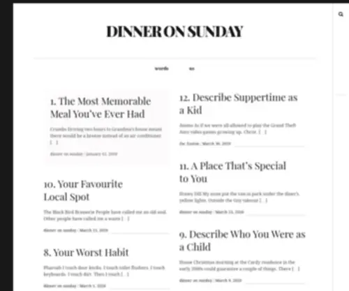 Dinneronsunday.com(Dinner on Sunday) Screenshot