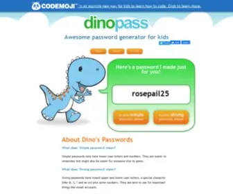 Dinopass.com(Simple password generator for kids) Screenshot