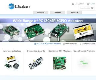 Diolan.com(USB-I2C/SPI/GPIO interface adapters, developmet boards and computer-on-modules) Screenshot