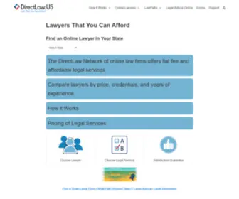 Directlaw.us(Directory of Flat Fee Lawyers Online. Offering flat fee affordable legal services over the Internet) Screenshot