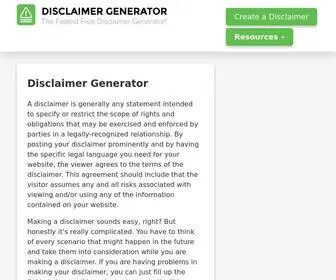 Disclaimergenerator.net(Start using our Disclaimer Generator) Screenshot