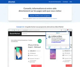 Dismoi.io(Internautes, media, experts vous conseillent directement sur les pages web que vous visitez) Screenshot